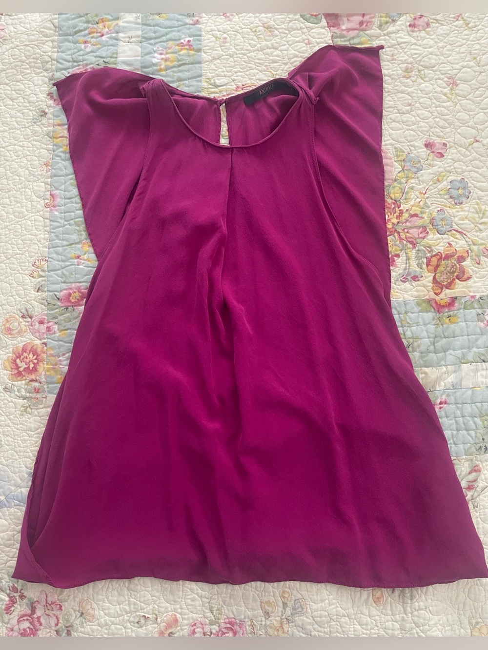 Animale Sleeveless Pleated Shell Top in Berry